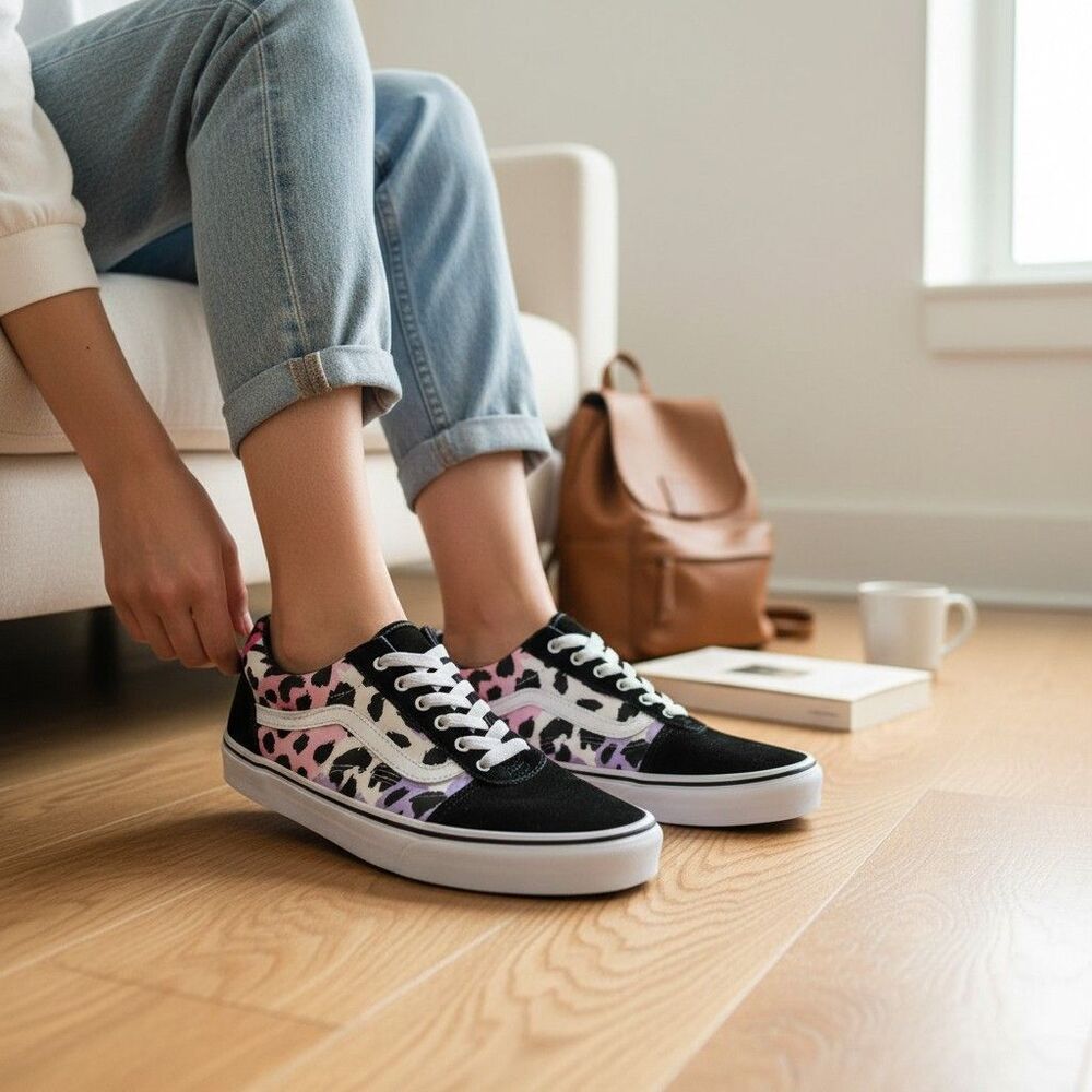 Vans Old school Size 6 Missy Cheetah Leopard Animal Print Low Top Canvas Shoes